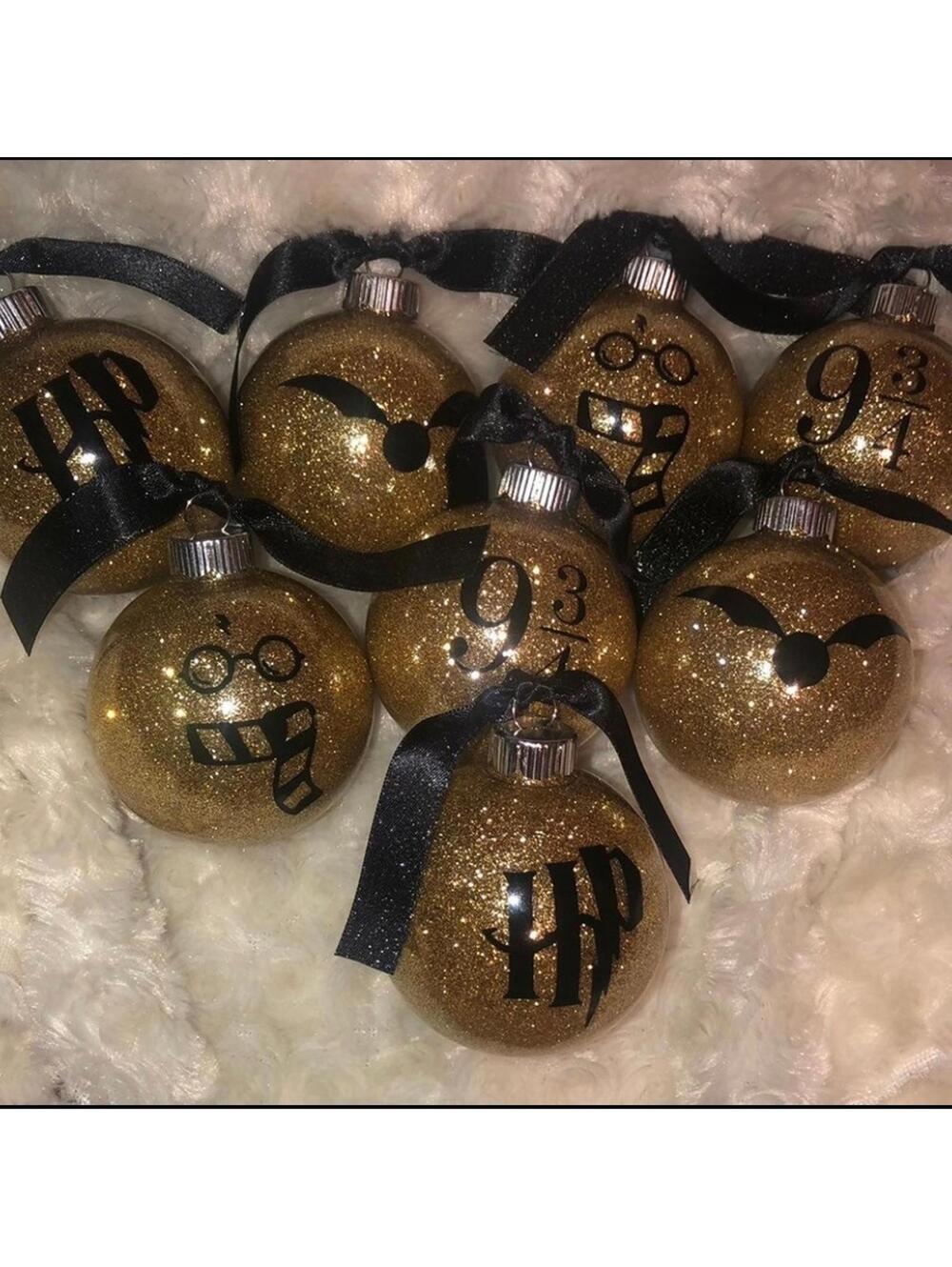 🎄 Set of 8 GOLD Harry Potter Inspired Ornaments